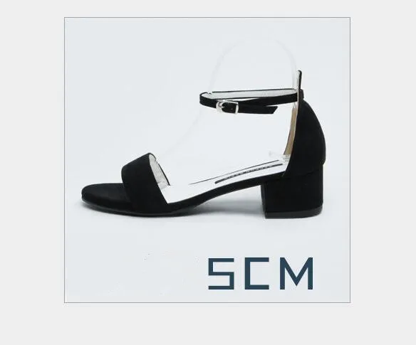 black 5cm Новые пикантные женские туфли-лодочки; модные босоножки; Летняя обувь синего цвета; Вечерние Босоножки с открытым носком и ремешком на щиколотке с пряжкой на высоком блочном каблуке; женские туфли-лодочки - Цвет: black 5cm