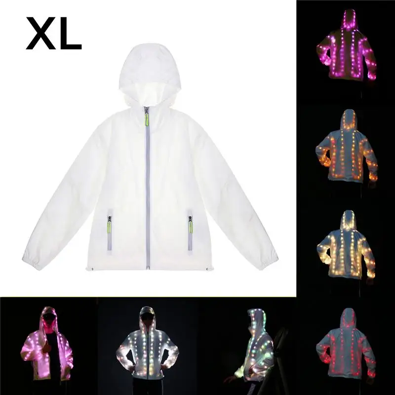 XL Size Батарея приведенный в действие СВЕТОДИОДНЫЙ Красочный световой костюм одежда пара плащ свободного покроя для вечерние Танцы музыкального фестиваля - Цвет: XL Size