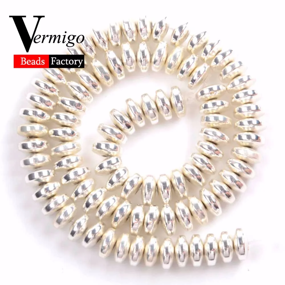 Бесплатная доставка 6x3 мм бусины из розового золота и черного гематита круглые