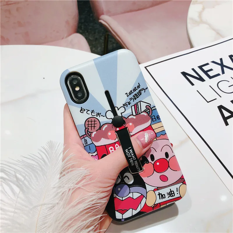 3D Relief Cartoon Bear&amp Bread Superman Phone case For iPhone X 6 6S Puls 7 8 Case Stretch Ring Stand PC Hard Plastic Capa |