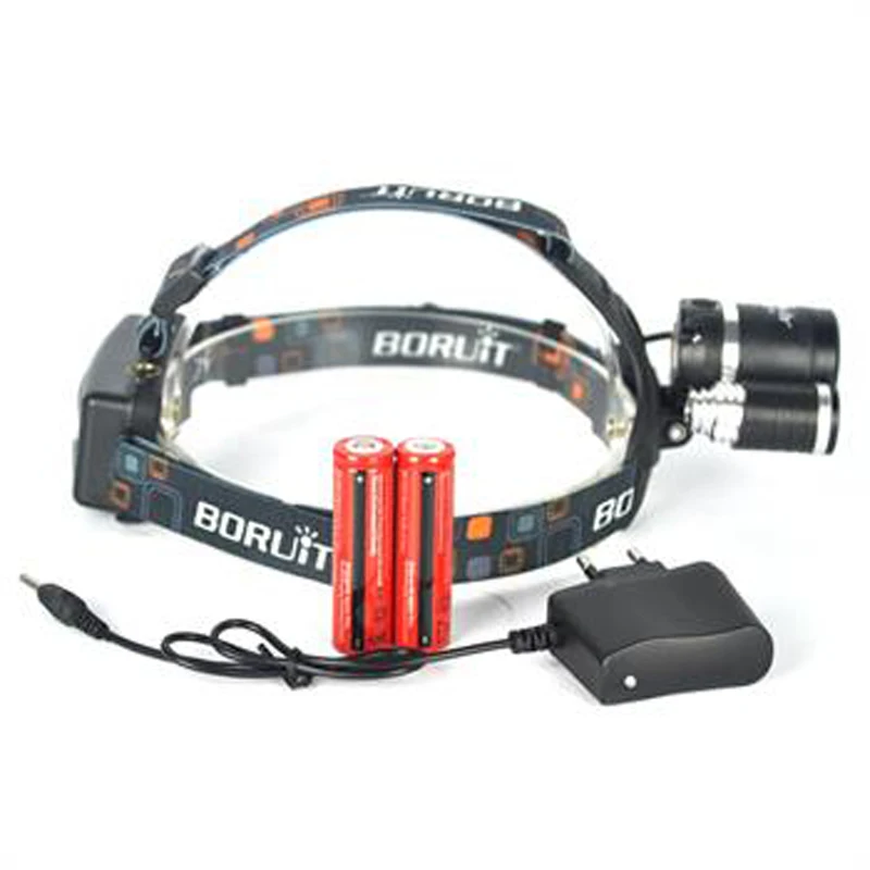 BORUIT 6000LM 3X XML T6 светодиодный налобный фонарь 4 режима + зарядное устройство