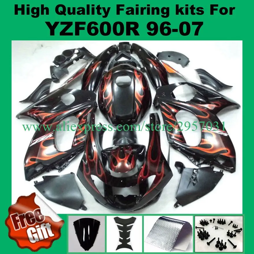 

Free screws+gifts For YAMAHA YZF600R 96-07 Red flame Black YZF 600R 600 96 97 98 99 00 01 02 03 04 05 06 07 Fairing