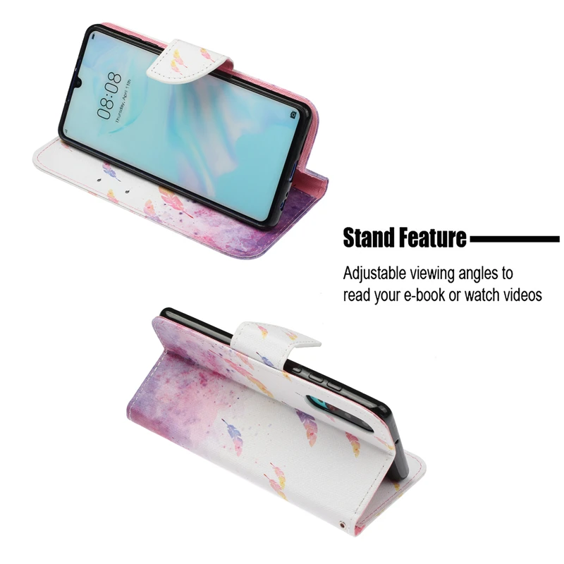 For Huawei P30 Pro Case Wallet Coloured Drawing PU Leather Magnetic Flip Cover for funda Lite Coque Capa | Мобильные телефоны и