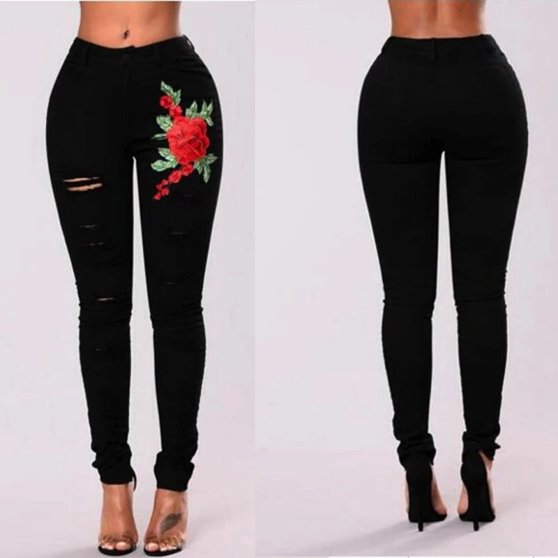 2018 длинные джинсы женские классические с высокой талией узкие черные джинсовые