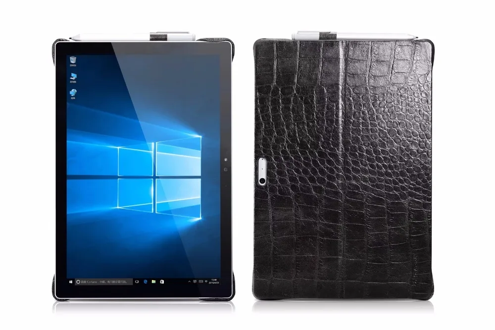 Icarer рельефный крокодил узор из натуральной кожи задняя крышка для Surface Pro 4 Ретро воловья кожа задняя крышка для Surface Pro 4