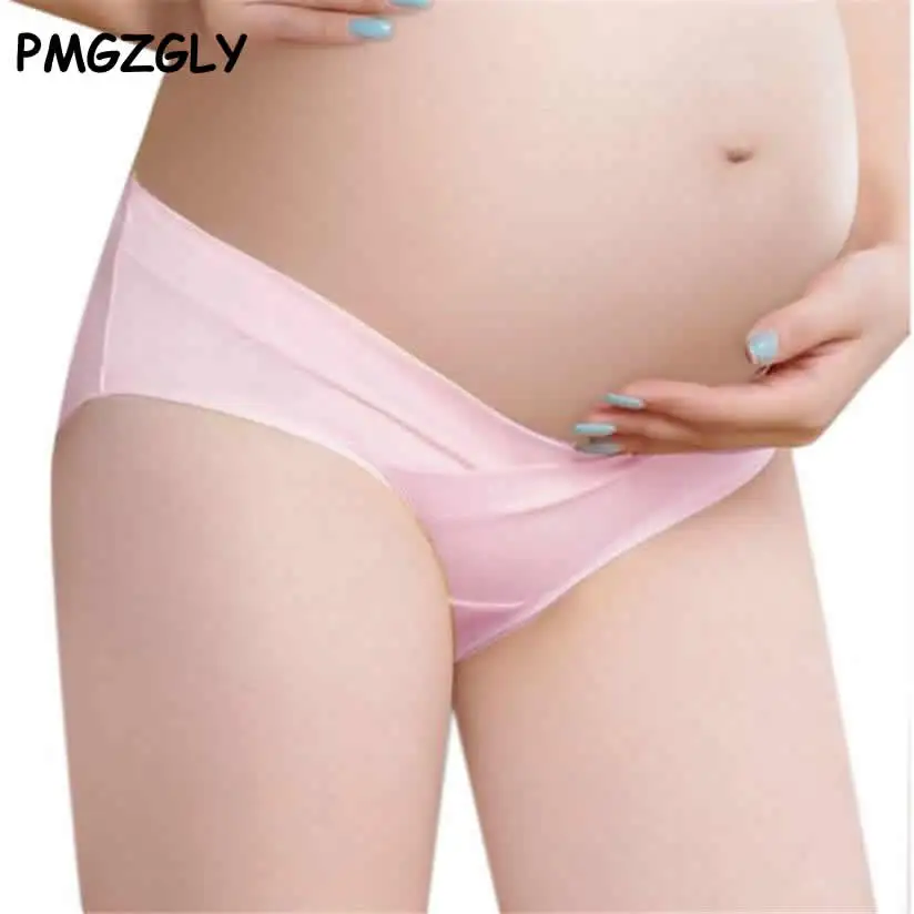 Ropa interior de algod&oacute;n para mujeres embarazadas, bragas de maternidad de cintura baja en forma de U, lote de 4 Uds.-2