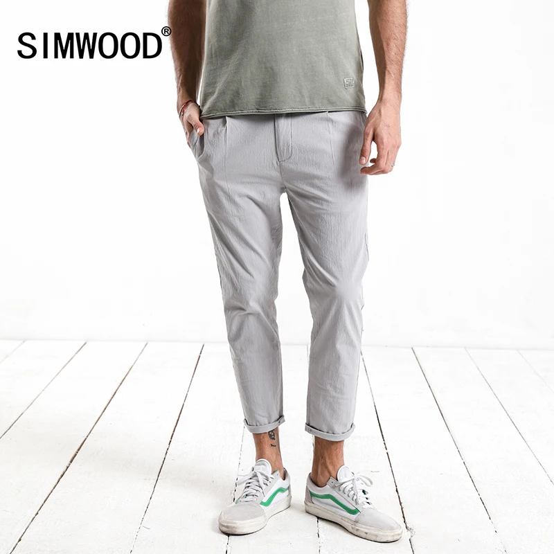 SIMWOOD 2019 Лето Новые повседневные тонкие брюки до щиколотки мужские легкие плюс