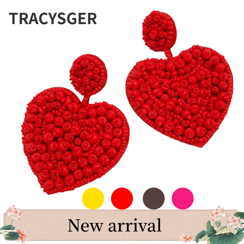 AD ER82483/TRACYSGER/горячая Распродажа серьги в форме сердца с бусинами|Серьги-подвески| |