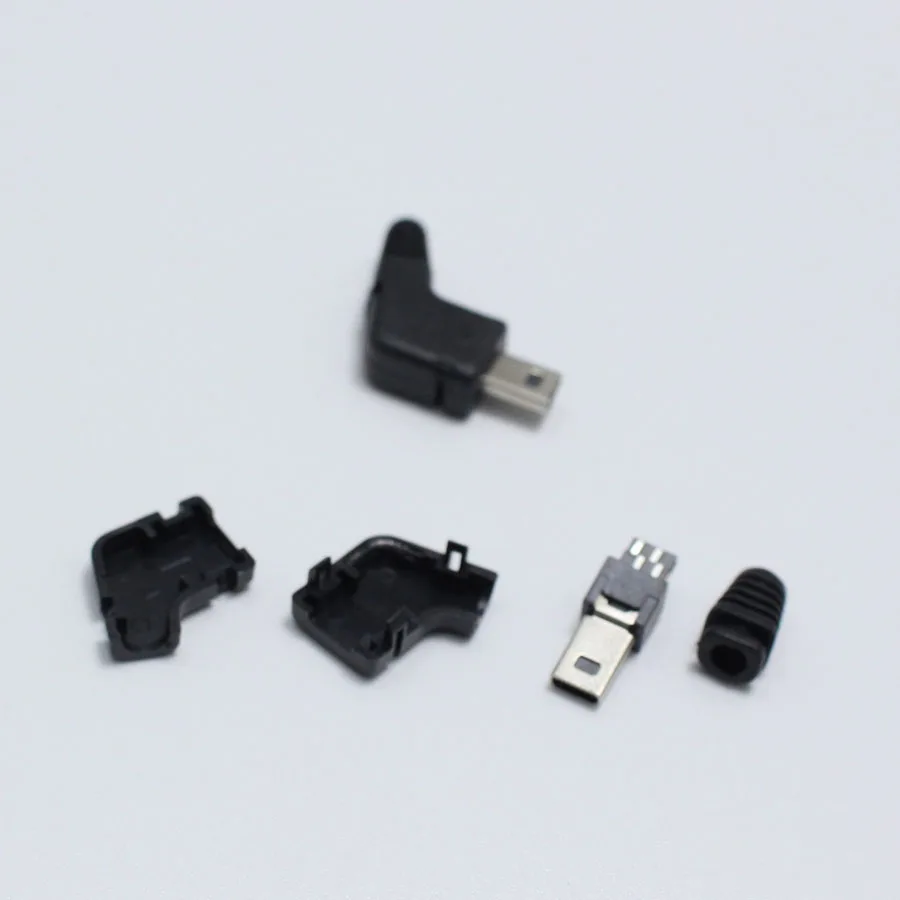 Мини USB 8 Pin штекер P никелированный угловой разъем головки 4 в 1 DIY Черные Пробки для