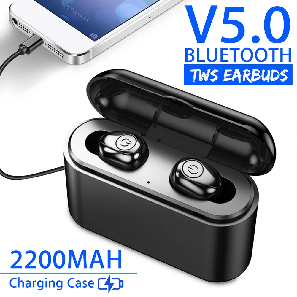 Мини Беспроводная Bluetooth 5 0 гарнитура наушники вкладыши водонепроницаемые 2200mAh