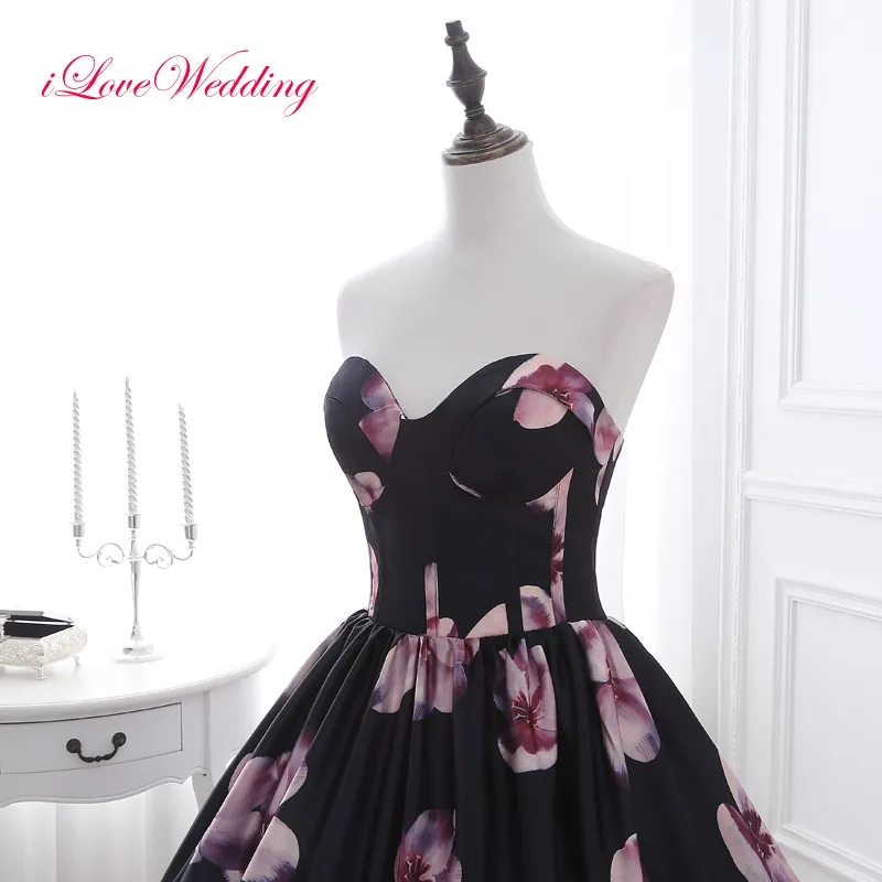 ILoveWedding Новое поступление печатные атласные вечерние платья милое бальное платье Часовня Поезд Империя торжественные платья для выпускного 26402