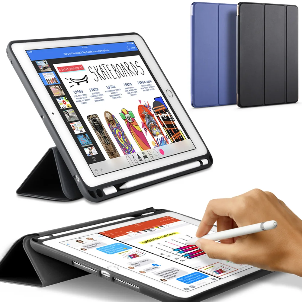 Чехол с держателем карандашом для APPle iPad 9 7 дюймов (2018 новинка) A1893 A1954 ZVRUA PU кожаный