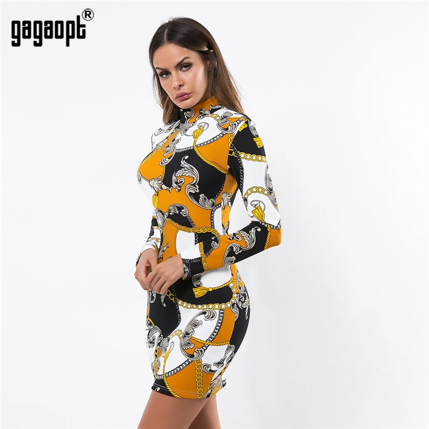 Шикарное летнее облегающее платье с длинным рукавом для женщин 2019 водолазка