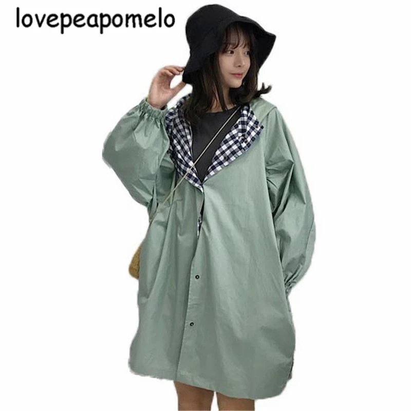 

Spring Autumn Windbreaker Loose Women's Costumes Large Size Streetwear Women's Green Overcoat Big Size Batwing Sleeve Outwear353
