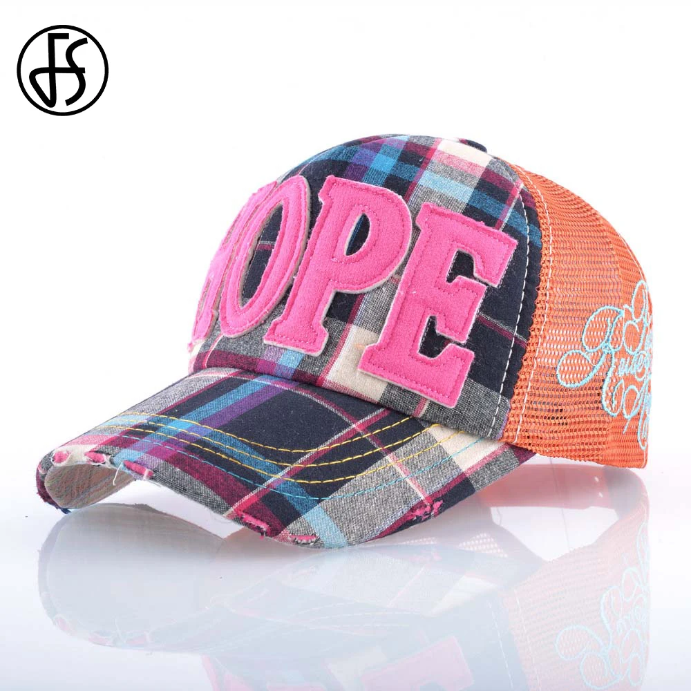 FS летняя бейсбольная кепка в клетку для мужчин и женщин дышащая Кепка стиле хип