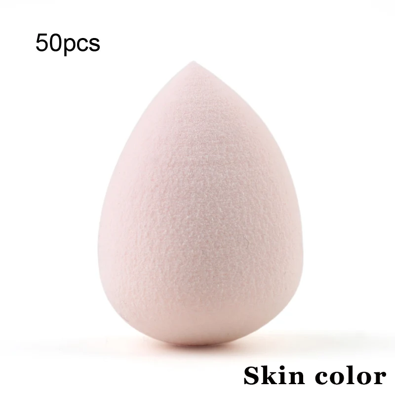 M Skin color 50pcs Средний макияж губка серьги в форме капли воды, основы под макияж, буфами на рукавах корректор порошок гладкой Красота косметический спонж для макияжа инструмент - Цвет: M Skin color 50pcs