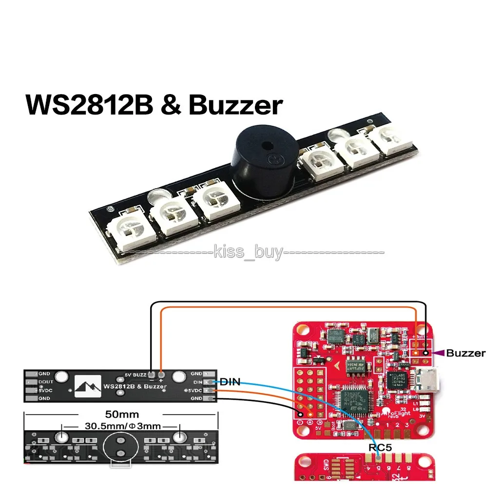 5 в активный зуммер и WS2812B светодиодный 6 RGB индикатор светильник для автомобиля