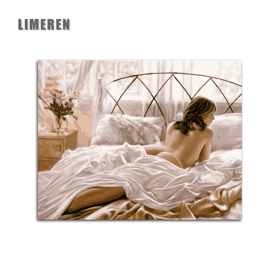 Sexy Girl Pictures By Numbers DIY Hand Painted Figure Oil Painting Coloring Women For Living Room Digital Decor | Дом и сад