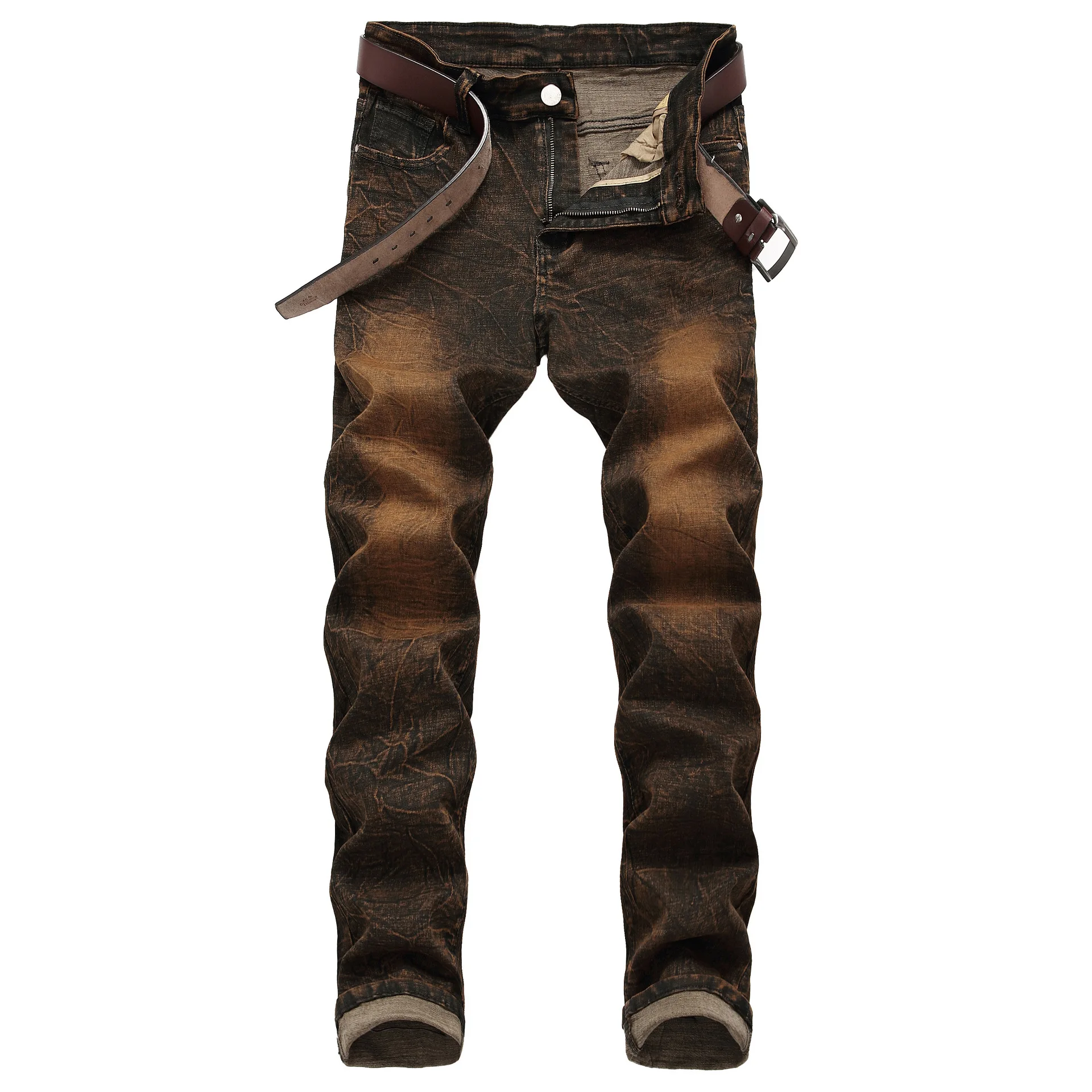 Весенние новые модные эластичные джинсы для мужчин Брендовые джинсовые брюки