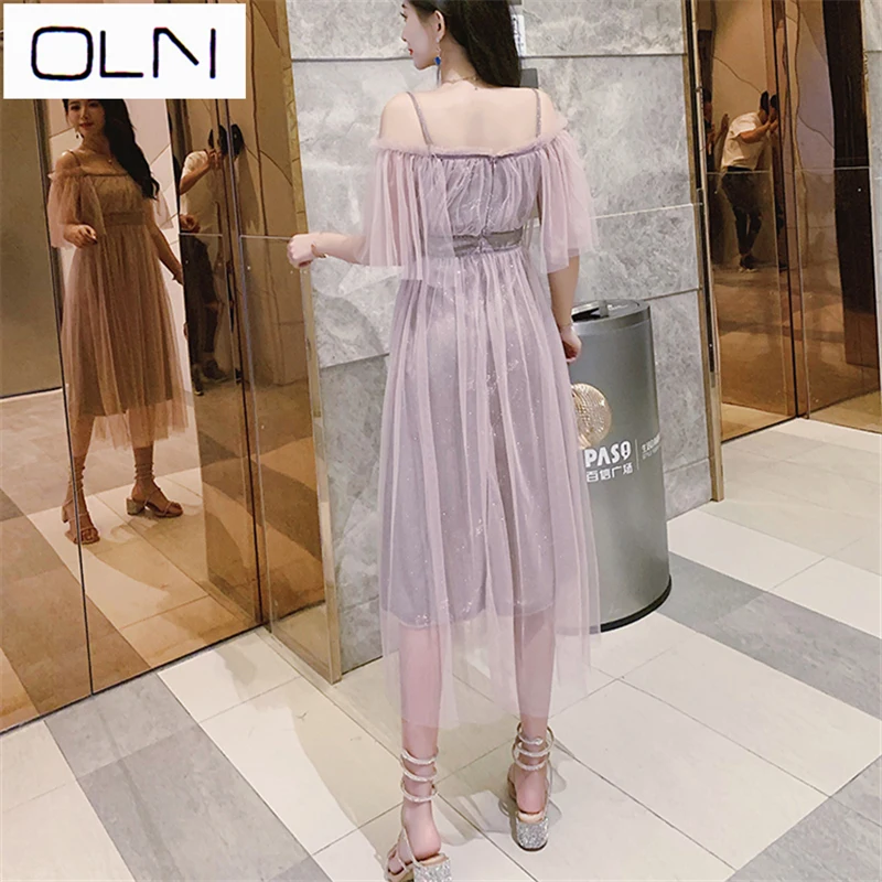 Vestidos платье OLN Корейская версия слинг на одно плечо новые летние темперамент