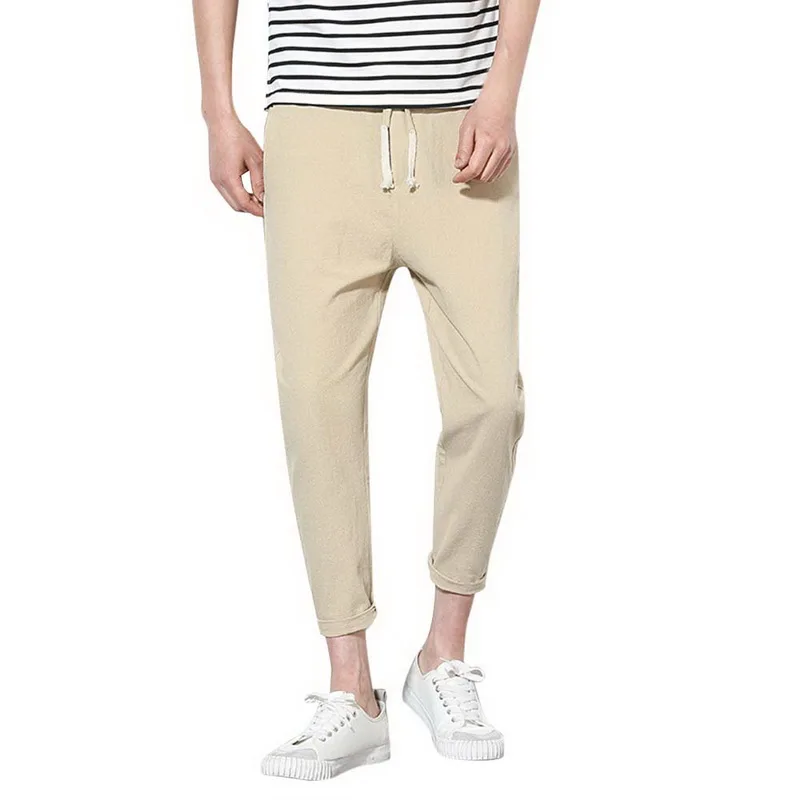 Adputent 2019 мужские льняные узкие брюки повседневные легкие летние штаны с
