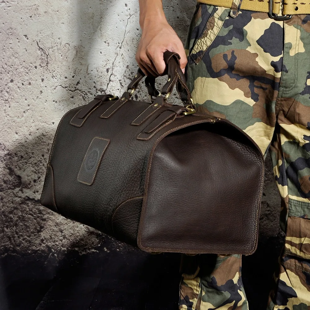 Мужской кожаный чемодан Crazy horse вместительный в стиле ретро для путешествий