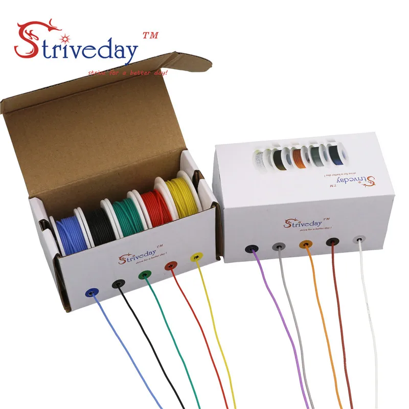 28AWG 100 м гибкий силиконовый кабель провод 10 видов цветов (коробка 1 + коробка 2