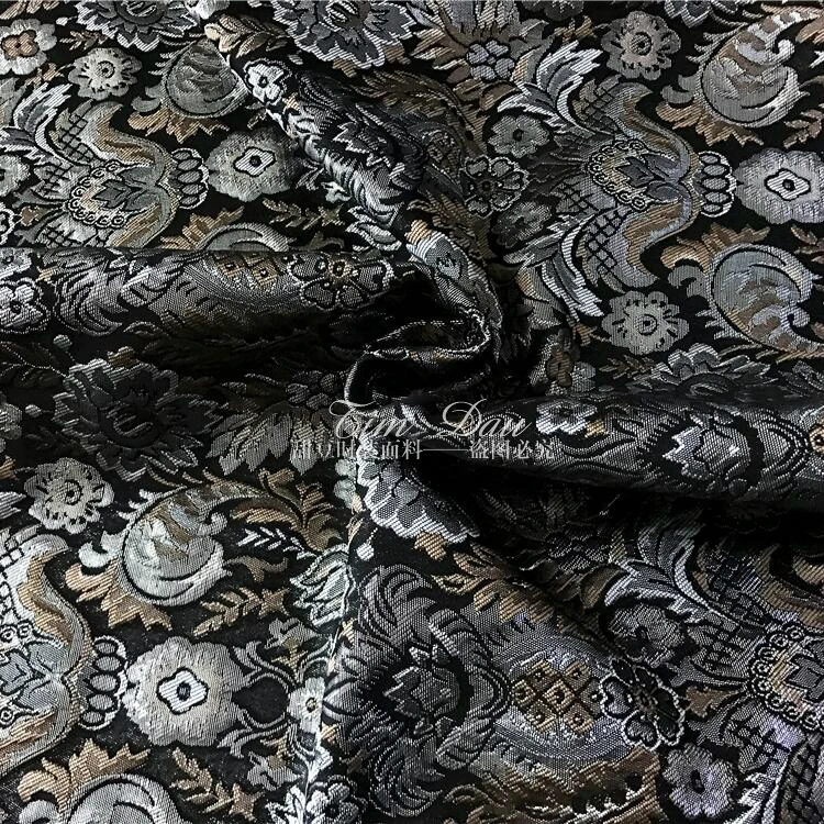 2017 luxury gold retro flowers dyed jacquard clothing fabric / big dress suit | Дом и сад