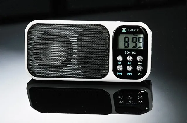 Free shipping 10pcs/lot Hi-Rice SD-102 portable TF USB Mini Speaker with FM function Flash light Stereo speakers Alarm Clock |