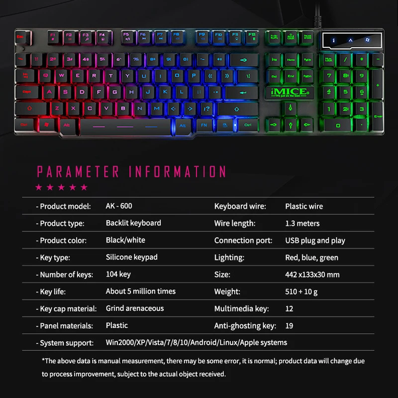 IMice игровая механическая клавиатура с Подсветка Игры подсветкой геймер цветная