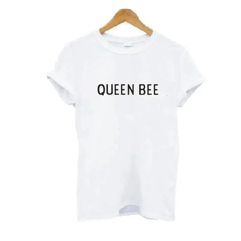 Забавная женская футболка QUEEN BEE белая черная одежда 2019 хлопковые топы с коротким