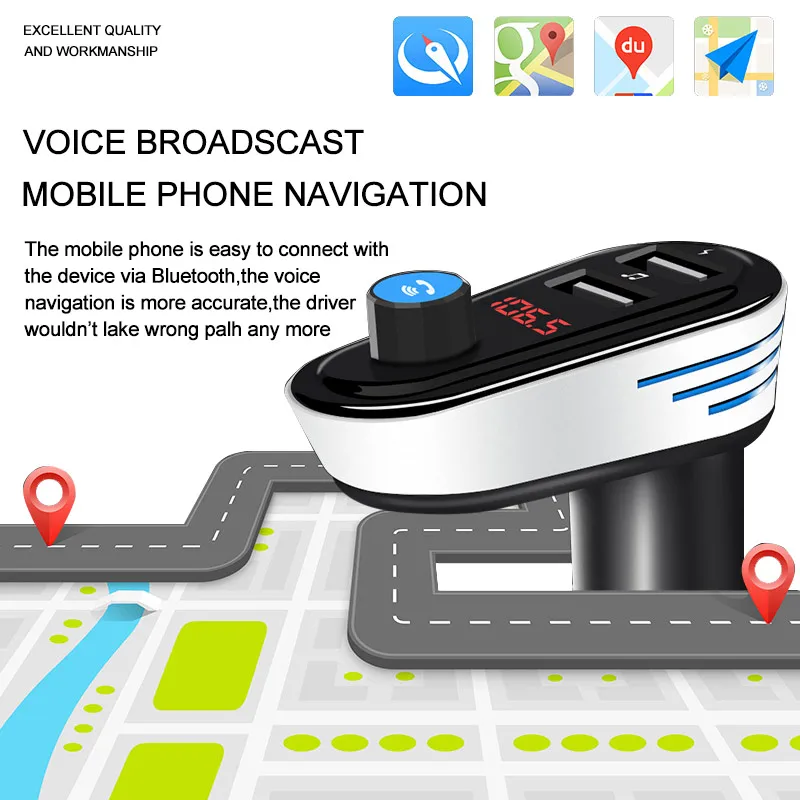 Bluetooth Автомобильный MP3 плеер громкой связи телефон fm передатчик прикуриватель