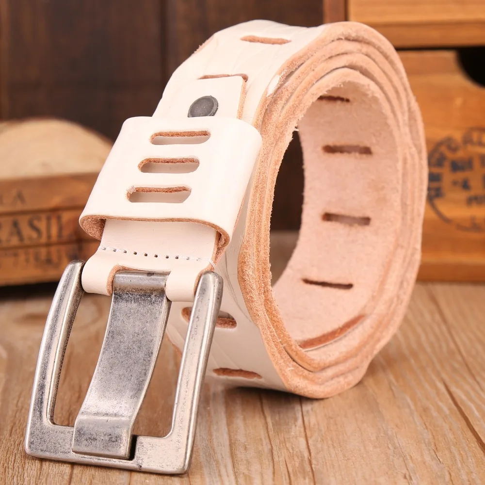 Ремни из натуральной воловьей кожи мужские и женские белые дизайнерские