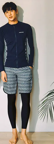 men set Одежда для плавания для женщин, корейский купальник для серфинга, закрытый купальник, одежда для дайвинга, Корейская молния, пара, длинный рукав - Цвет: men set