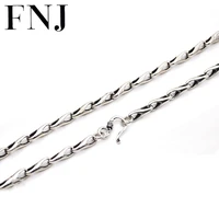 fnj 925 silver melon chain for jewelry making width 4mm new fashion original s925 thai silver women necklace