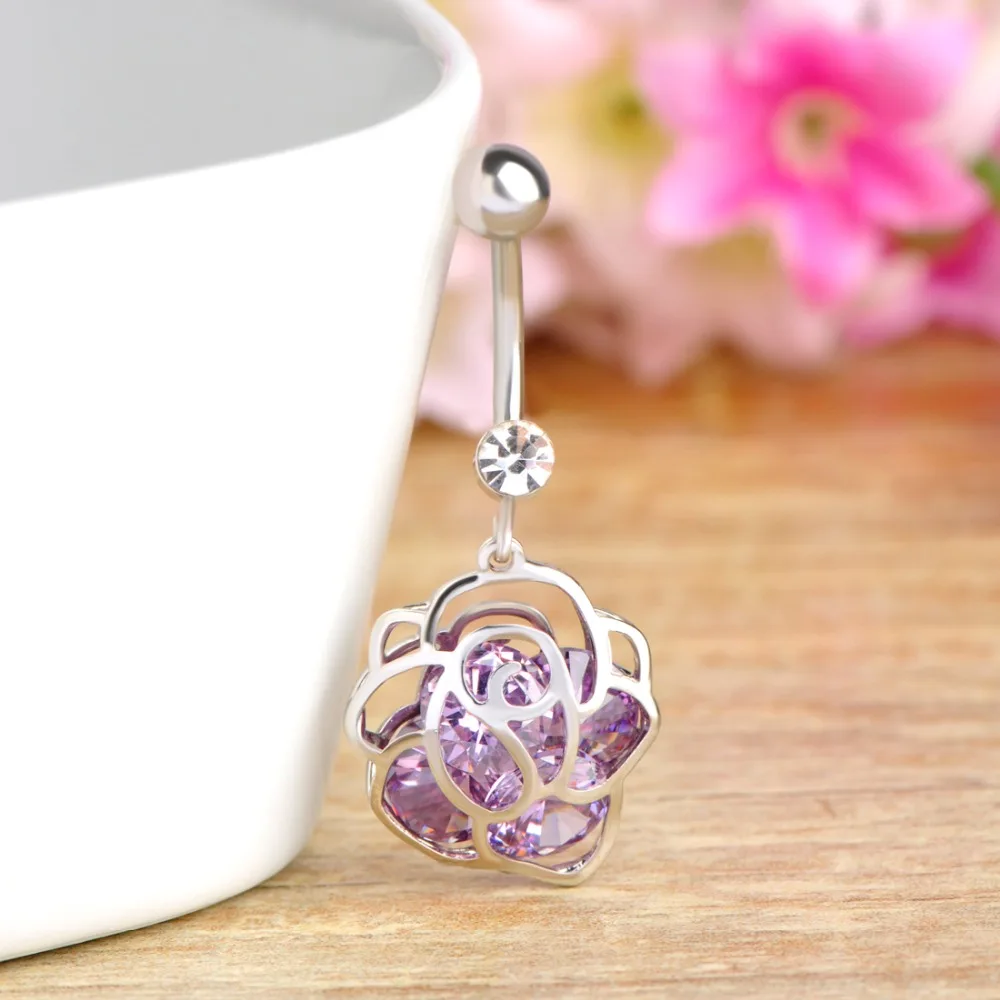 Funmor кольцо для пирсинга пупка с цветами ювелирные изделия из нержавеющей стали