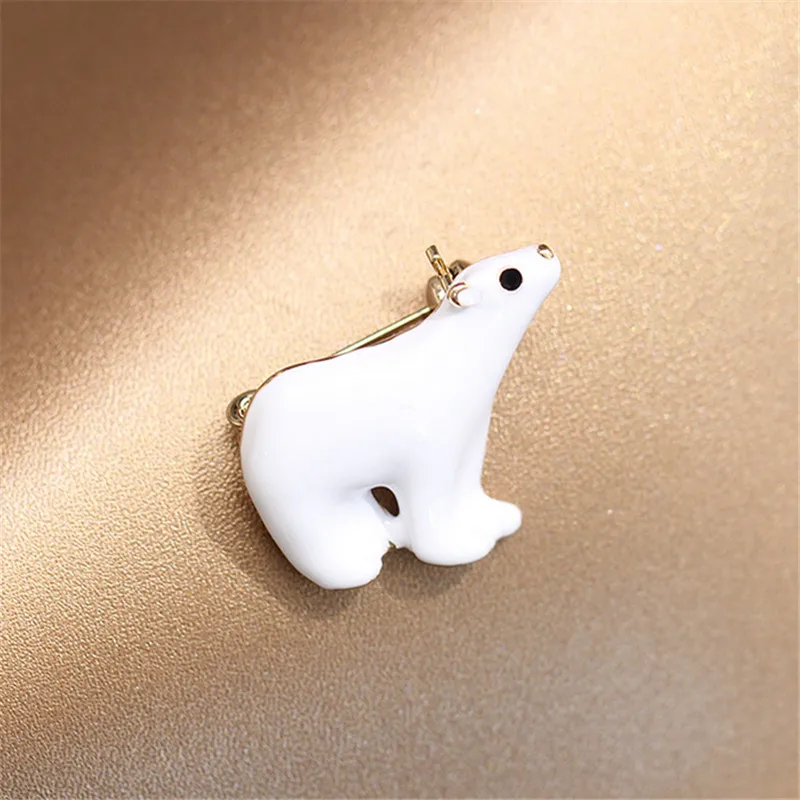 

White Bear Enamel Pin Brooches Men Women Alloy 3 Polar Bear Animal Brooch Girls Gift Bag Hat's Badges Party Banquet Accessories
