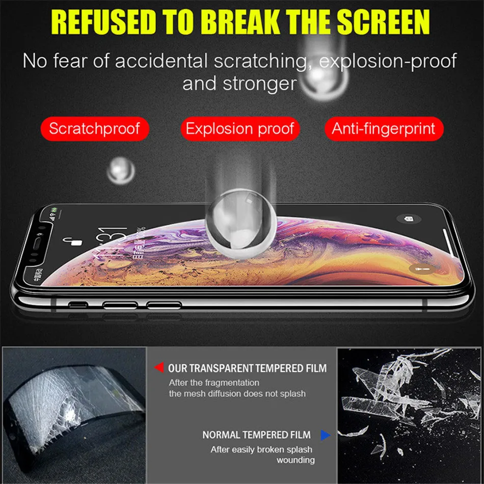 

9H Tempered Glass For iPhone 11 pro XS Max XR X 7 8 6 plus 5s 5c SE Protection Screen Protector on iPhone X 10 protective glass
