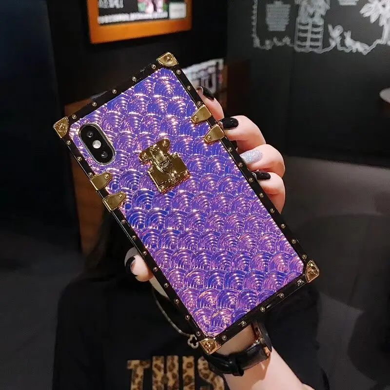 Ourpho Новый Модный чехол для iPhone X XR XS MAX fish scale лазерный подиумный показ 6 6s 7 8 plus |