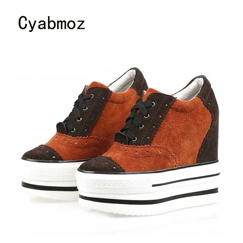 

Cyabmoz Women Shoes Genuine leather Platform Wedge Woman High heels Mixed colors Zapatillas deportivas Zapatos mujer Party shoes