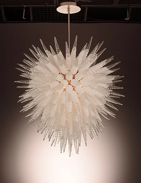 

Italian Crystal Chandelier Lighting 38 Inches Height LED Bulbs Hand Blown Glass Chandelier White and Clear Color
