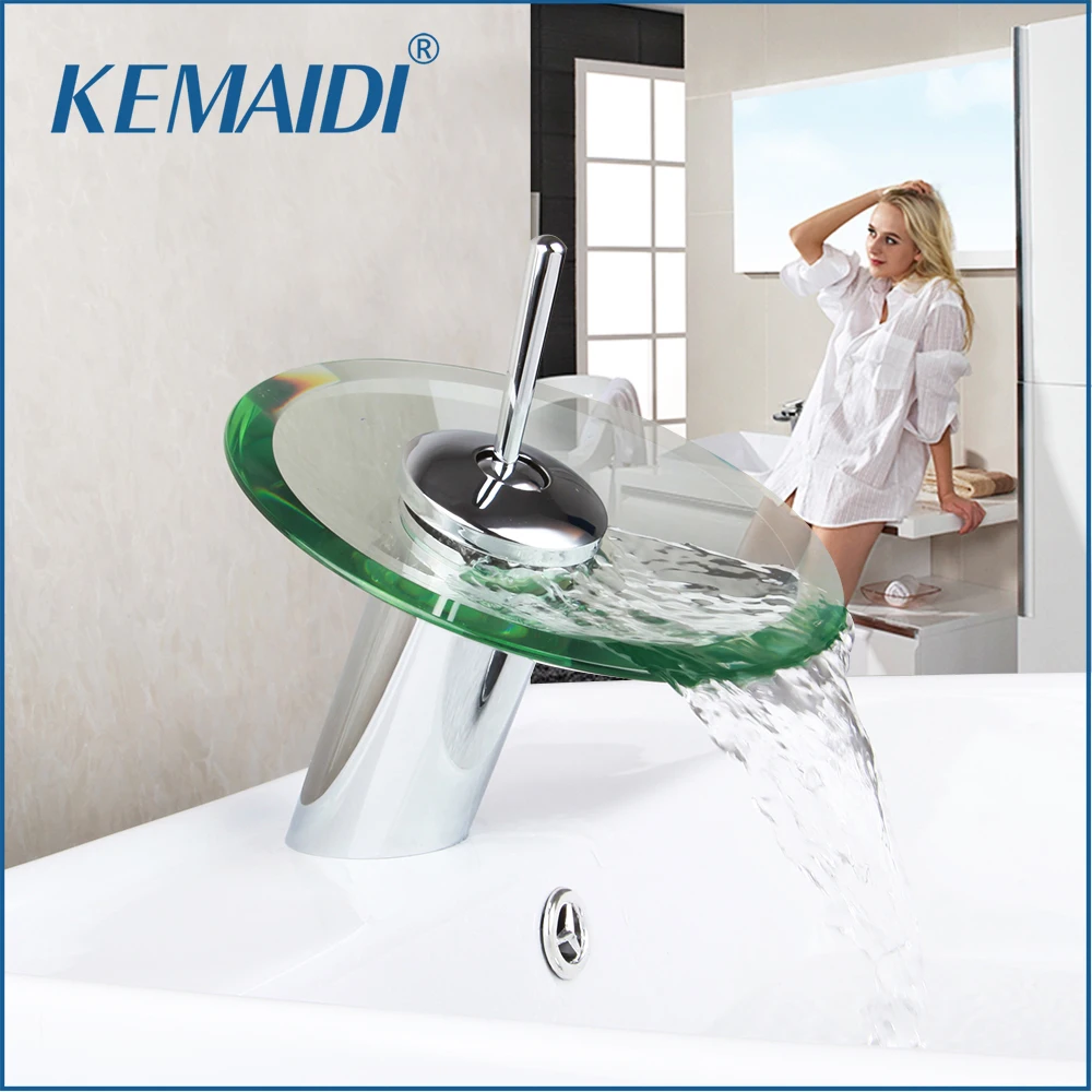 Смеситель KEMAIDI для ванной комнаты кран Водопад с одной ручкой стекло|faucet glass|deck