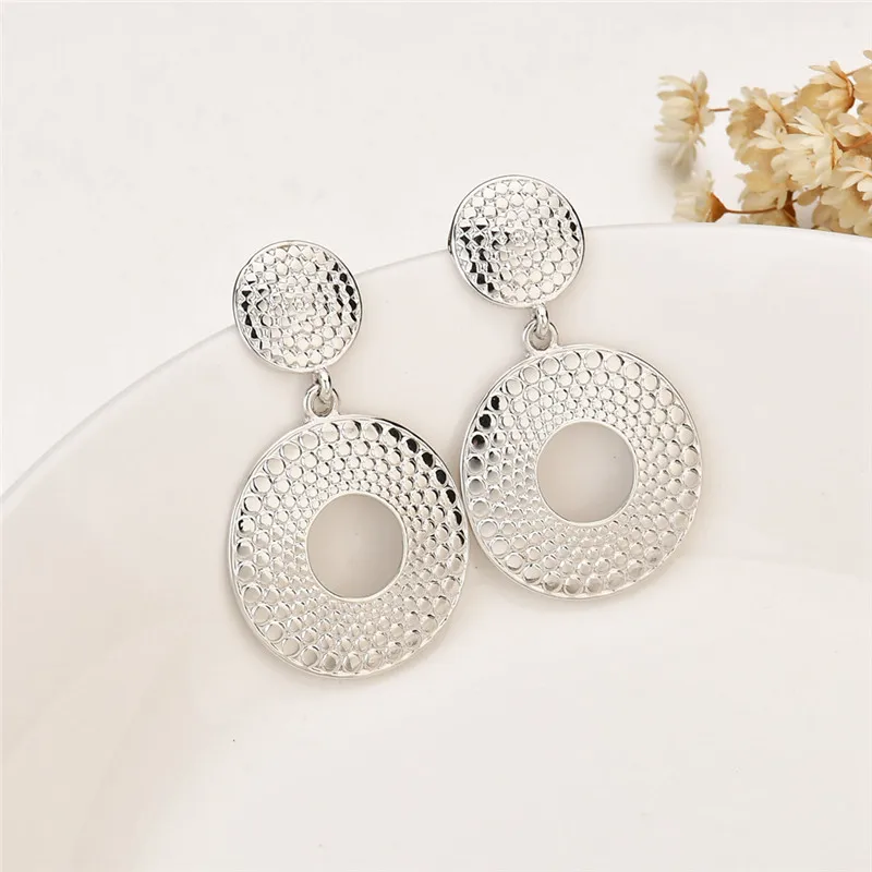 Luxury European Gold Silver Drop Earring Summer Big Spot Circle Long Dangle Earrings For Women Kpop Fashion Dubai Indian Jewelry | Украшения