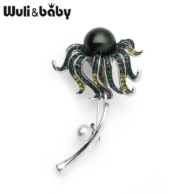 Wuli & baby 2019 стразы красный и зеленый цветок броши для женщин мужчин желе брошь с
