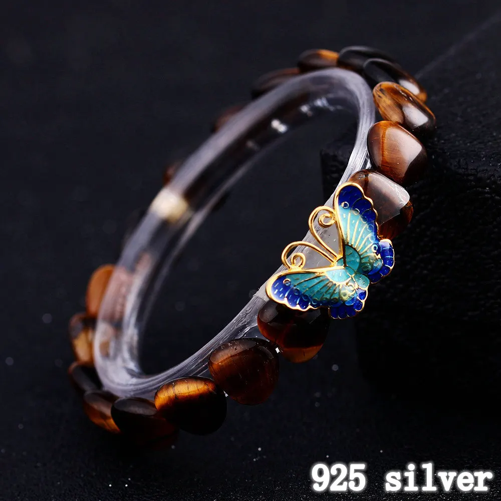 Женский браслет в виде бабочки Yumten Tiger Eye серебро 925 пробы ювелирное изделие Tom Hope