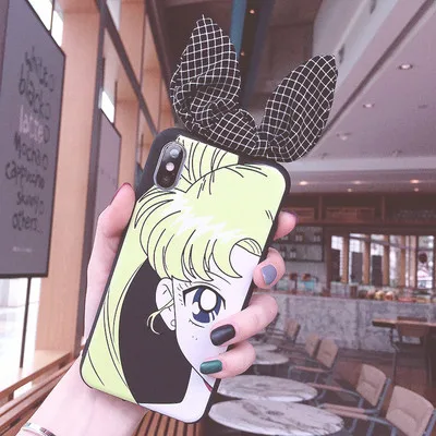 As shown in SAM Note 10 милый 3D чехол для телефона Сейлор Мун для samsung Note8/9/S10/S9 plus/S8/S7 Edge задняя крышка с кроличьими ушками - Цвет: As shown in