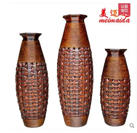 Bamboo состоит из большой ваза, В Европейский стиль украшения дома интерьер гостиной ручной вязки цветок баррель