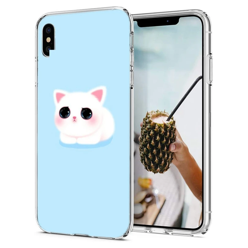Роскошный чехол из ТПУ для iPhone 7 8 Plus 6 S мягкий с изображением кота мультяшного