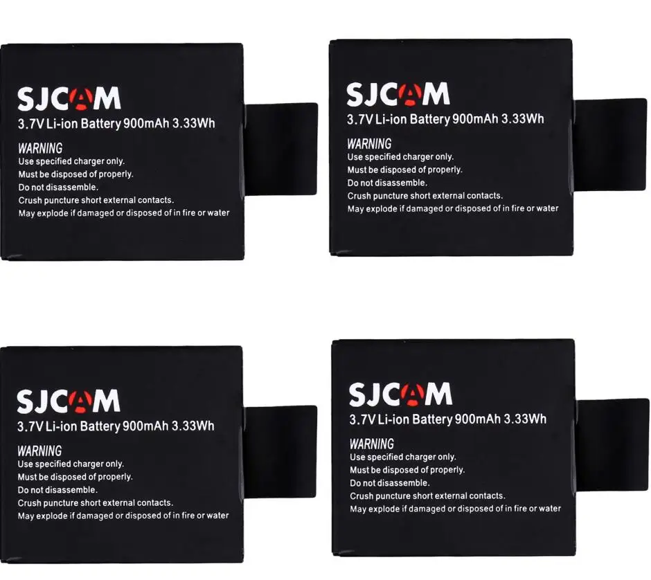 4 pcs battery 4 шт. SJCAM sj4000 eken H9 GIT-LB101 GIT батарея sj5000 sj6000 sj7000 SJ8000 SJ9000 батарея+ двойной USB зарядное устройство - Цвет: 4 pcs battery