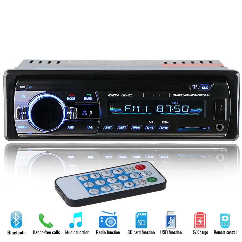 Автомагнитола 12 В MP3 аудио плеер Bluetooth AUX USB SD MMC стерео FM автомагнитола 1 DIN для
